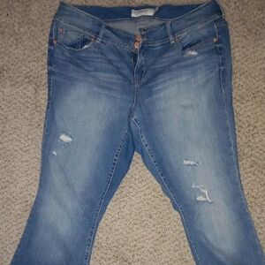 Torrid Light Blue Distressed Flare Jeans
